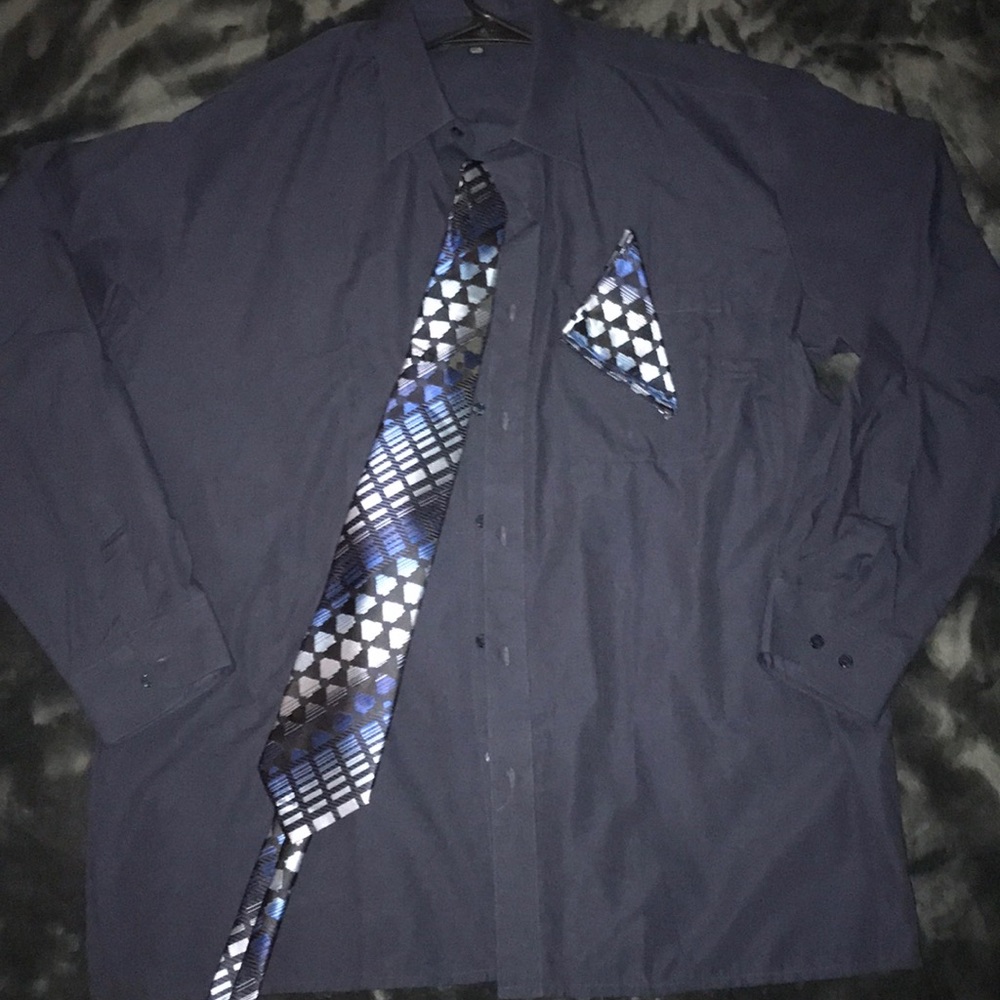 Fortino Landi Navy Blue Button up Polo - Men’s